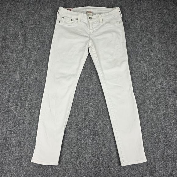 True Religion Denim - True Religion Jeans Womens 31 White Casey Low Rise Skinny Stretch Denim USA